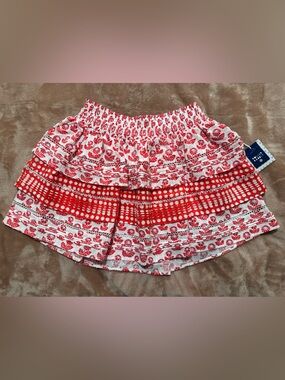 NWT Roller Rabbit x Target 100% Cotton Flounce Mini Skirt, Red/White, Size M